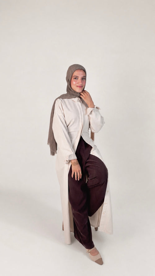 Wrap Belted Shirt Dress _ beige