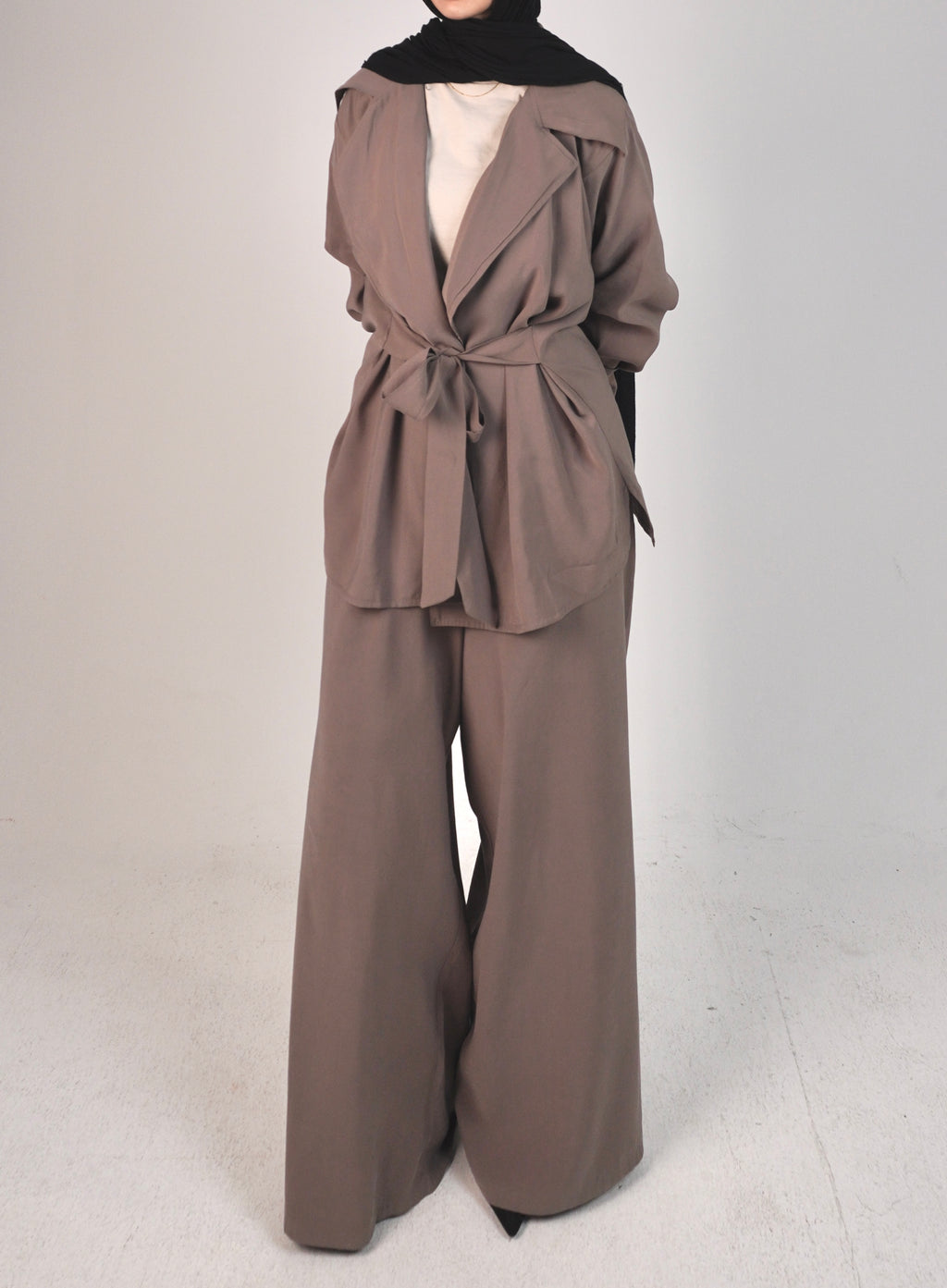 Oversized belted set _ cafe