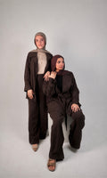 Oversized belted set _ brown
