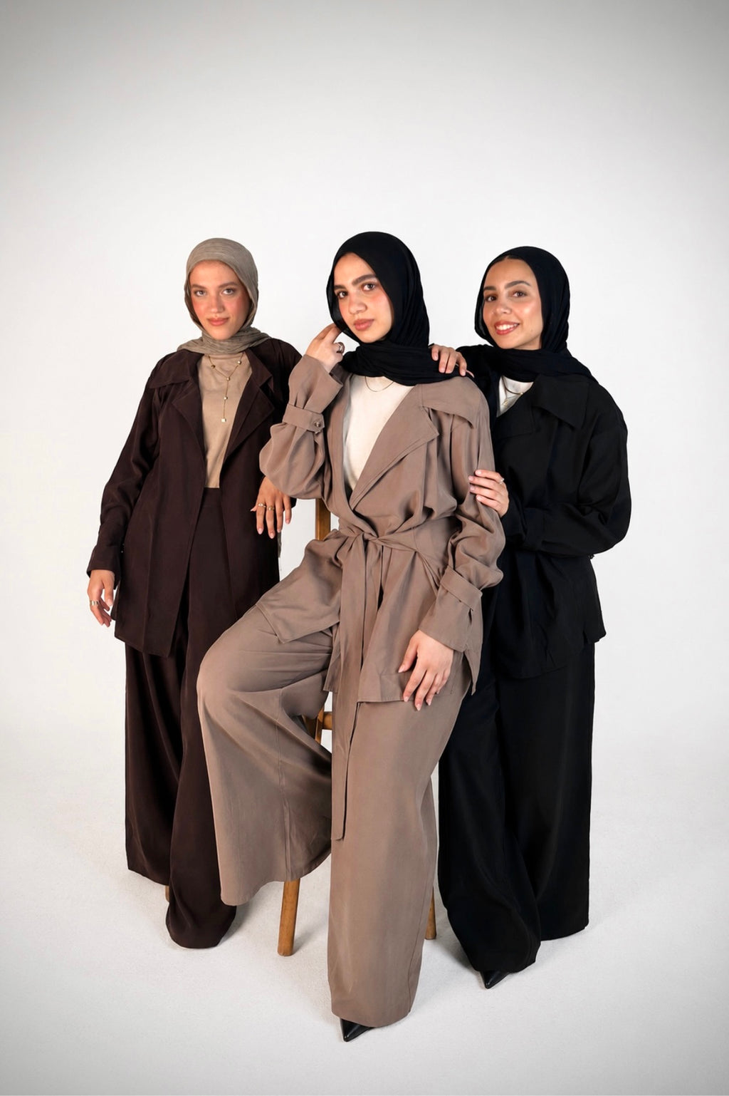Oversized belted set _ cafe